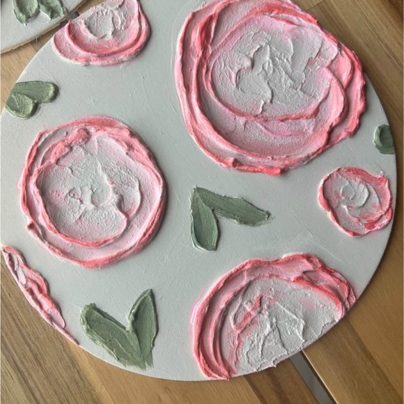 Floral Round Wall Art Decor 6.5” - Picture 4 of 5